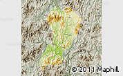 Physical Map of Zhangping, semi-desaturated