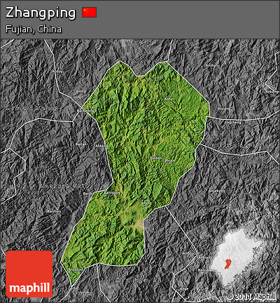 Satellite Map of Zhangping, desaturated