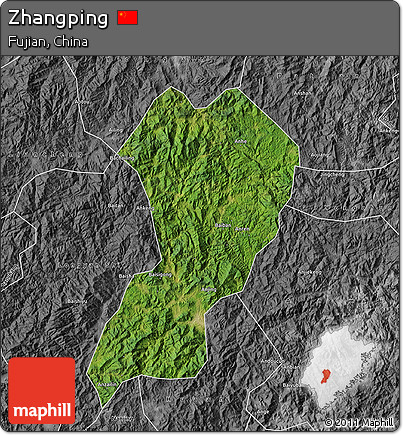 Satellite Map of Zhangping, desaturated