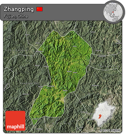 Satellite Map of Zhangping, semi-desaturated