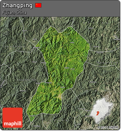 Satellite Map of Zhangping, semi-desaturated
