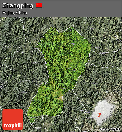Satellite Map of Zhangping, semi-desaturated