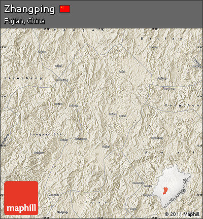 Shaded Relief Map of Zhangping