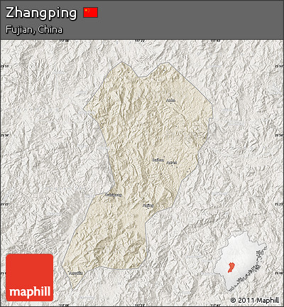 Shaded Relief Map of Zhangping, lighten