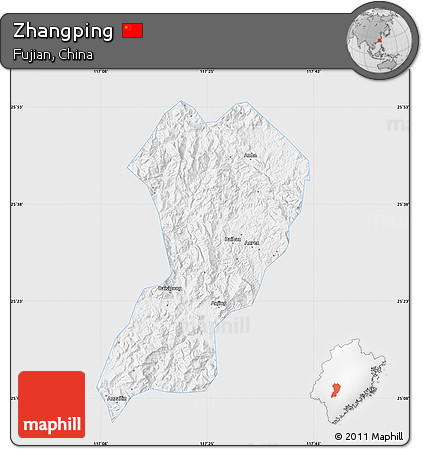Silver Style Map of Zhangping, single color outside