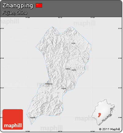 Silver Style Map of Zhangping, single color outside