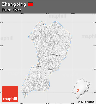 Silver Style Map of Zhangping, single color outside
