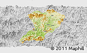 Physical Panoramic Map of Zhangping, lighten, desaturated