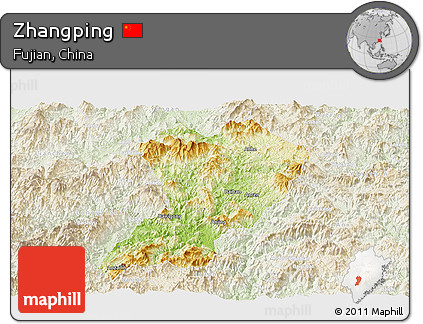 Physical Panoramic Map of Zhangping, lighten