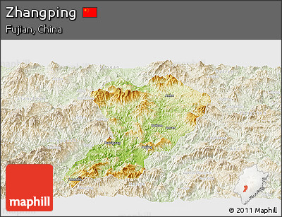 Physical Panoramic Map of Zhangping, lighten