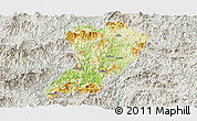 Physical Panoramic Map of Zhangping, lighten, semi-desaturated