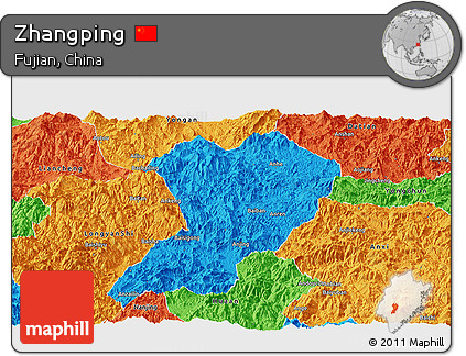 Political Panoramic Map of Zhangping
