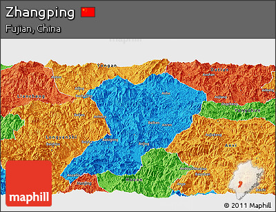 Political Panoramic Map of Zhangping