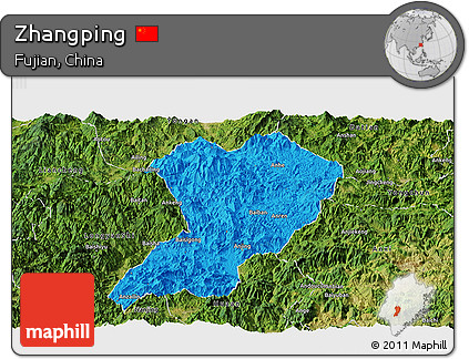 Political Panoramic Map of Zhangping, satellite outside