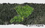 Satellite Panoramic Map of Zhangping, darken, semi-desaturated
