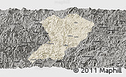 Shaded Relief Panoramic Map of Zhangping, darken, semi-desaturated