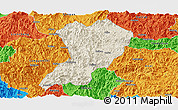 Shaded Relief Panoramic Map of Zhangping, political outside