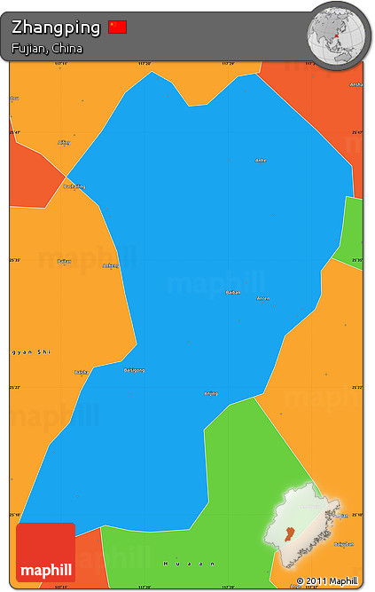 Political Simple Map of Zhangping