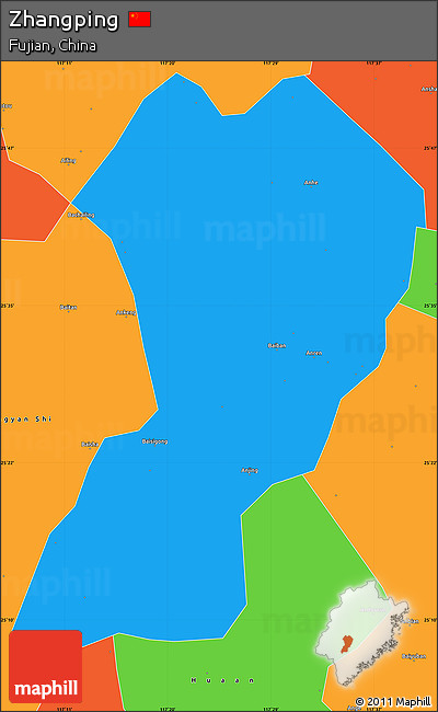 Political Simple Map of Zhangping