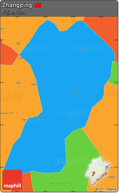 Political Simple Map of Zhangping