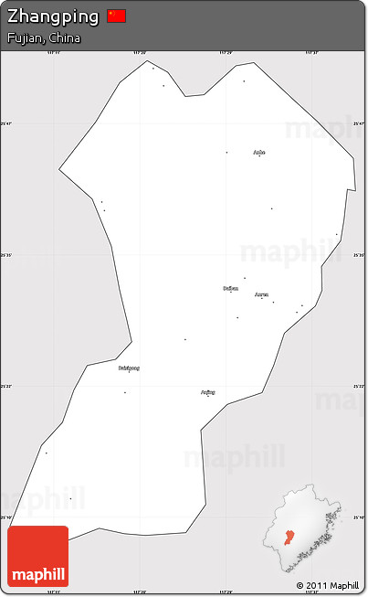 Silver Style Simple Map of Zhangping, cropped outside