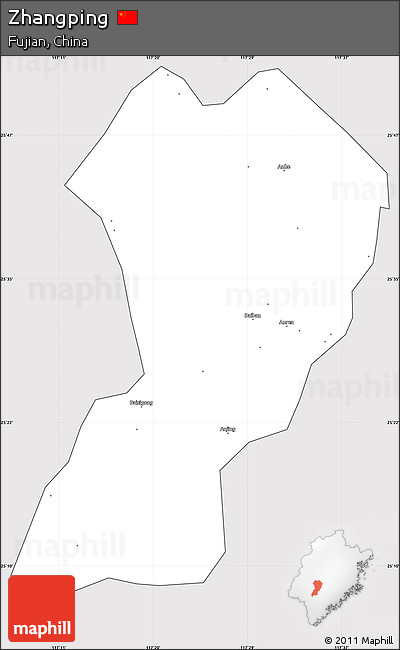 Silver Style Simple Map of Zhangping, cropped outside
