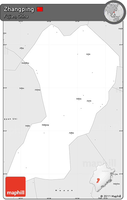 Silver Style Simple Map of Zhangping