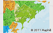 Physical 3D Map of Zhangpu, political outside