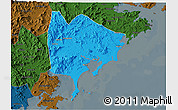 Political 3D Map of Zhangpu, darken