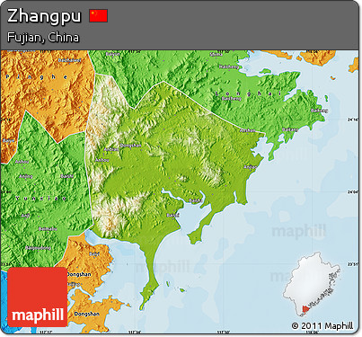 Physical Map of Zhangpu, political outside