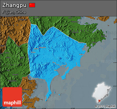 Political Map of Zhangpu, darken