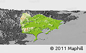 Physical Panoramic Map of Zhangpu, darken, desaturated