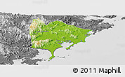 Physical Panoramic Map of Zhangpu, desaturated