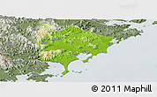 Physical Panoramic Map of Zhangpu, semi-desaturated