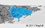 Political Panoramic Map of Zhangpu, desaturated