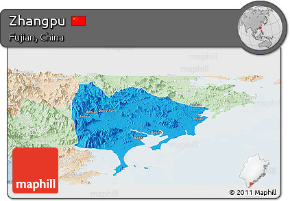 Political Panoramic Map of Zhangpu, lighten