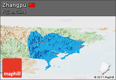 Political Panoramic Map of Zhangpu, lighten
