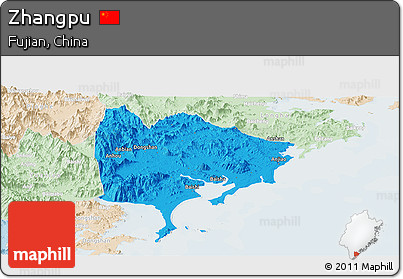 Political Panoramic Map of Zhangpu, lighten