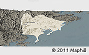 Shaded Relief Panoramic Map of Zhangpu, darken