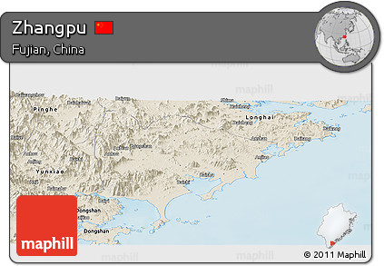 Shaded Relief Panoramic Map of Zhangpu
