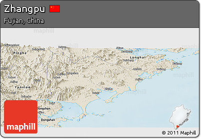 Shaded Relief Panoramic Map of Zhangpu