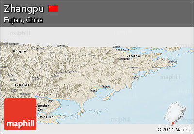 Shaded Relief Panoramic Map of Zhangpu