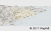 Shaded Relief Panoramic Map of Zhangpu, semi-desaturated