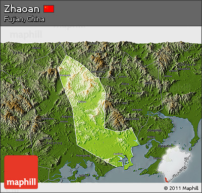 Physical 3D Map of Zhaoan, darken
