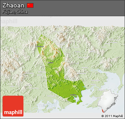 Physical 3D Map of Zhaoan, lighten