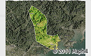 Satellite 3D Map of Zhaoan, darken, semi-desaturated