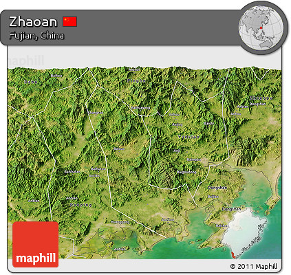 Satellite 3D Map of Zhaoan