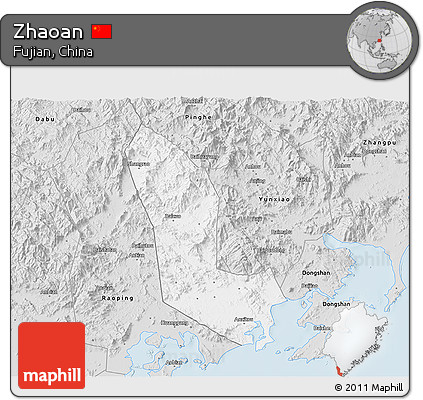 Silver Style 3D Map of Zhaoan