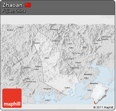 Silver Style 3D Map of Zhaoan