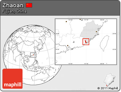Blank Location Map of Zhaoan, highlighted parent region